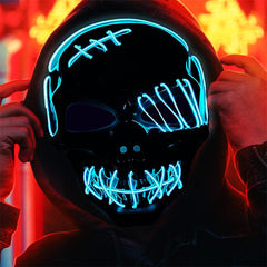 LED Light-Up Scary Halloween Mask for Festival Parties and Costume Cosplay