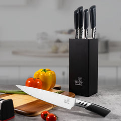 CHUSHIJI Knife Sets for Kitchen with Block and Sharpener 7-Pieces Premium Stainless Steel Kitchen Knife Sets with Block - Hard Wood Brown Knife Block Set