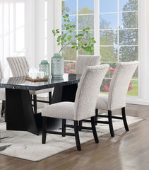 Unique Contemporary Gray Boucle Fabric Set of 2pc Dining Chairs Black Wooden Legs Parson Side Chair