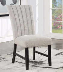 Unique Contemporary Gray Boucle Fabric Set of 2pc Dining Chairs Black Wooden Legs Parson Side Chair