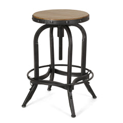 Industrial Firwood Adjustable Height Swivel Barstools (Set of 2)