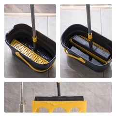 Collapsible Plastic Bucket Mop Bucket and Sponge Mop Kit Home Commercial Tile Floor Bathroom Garage Cleaning