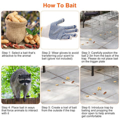 Humane Cat Trap Cage Catch Release Live Animal Rodent Cage Collapsible Galvanized Wire for Raccoons Beavers Groundhogs Foxes Armadillos