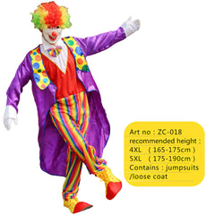 Halloween Adult Funny Circus Clown Naughty Cosplay Costumes For Men Women Carnival Christmas Party Clown Costume No Wig