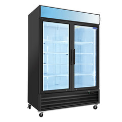 ORIKOOL Glass Door Merchandiser Freezer 44.7 Cu.ft Swing Door Commercial Reach-In Display Freezers with LED Top Panel Upright Freeze Storage