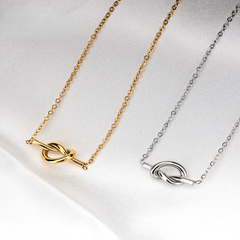 Stainless Steel Knot Women's Necklace Stylish Design 14K Gold Plated Jewelry