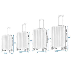 4 Piece Luggage Sets, 16/20/24/28" ABS Durable Suitcase Sets Double Wheels TSA Lock, Rose Gold