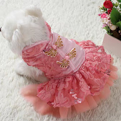 New Year Dog Dress; Festive Pet Dress; Floral Dog Costumes; Pet Clothes For Small Medium Dogs & Cats