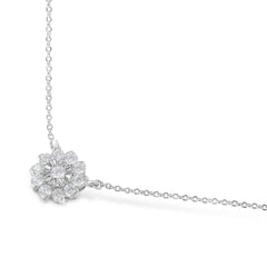 .925 Sterling Silver 1/2 Cttw Diamond Miracle Set Flower Cluster Pendant Necklace with Cable Chain (I-J Color, I1-I2 Clarity) - 18'