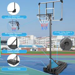 Portable Basketball Hoop & Goal Basketball Stand Height Adjustable 6.2-8.5ft with 35.4Inch Transparent Backboard & Wheels for Youth Teenagers Outdoor Indoor Basketball Goal Game Play