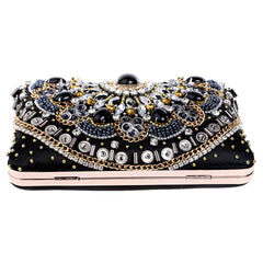 Embroidered Evening Bag Ladies Luxury Banquet Clutch Black