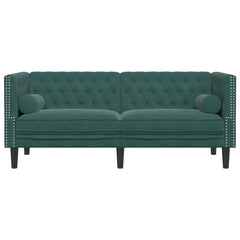 Chesterfield Sofa with Bolsters 2-Seater Dark Green Velvet