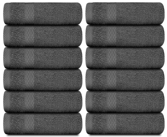 Luxury Washcloths for Bathroom Hotel Spa Kitchen Set of 12 Pcs 13x13 Inch Dark Gray Circlet Egyptian Cotton Highly Absorbent Hotel Quality Face Towels