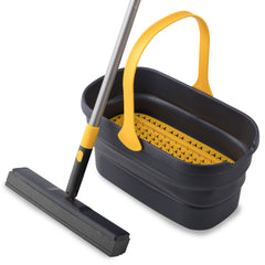 Collapsible Plastic Bucket Mop Bucket and Sponge Mop Kit Home Commercial Tile Floor Bathroom Garage Cleaning