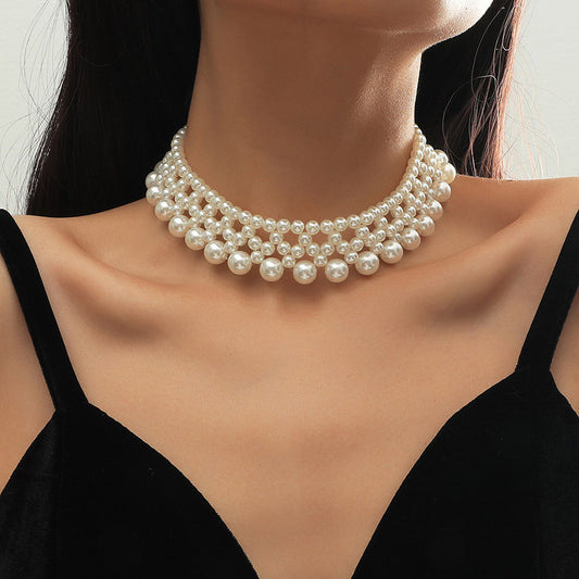 Creative Exquisite Handwoven Faux Pearl Necklace For Women