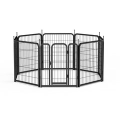 Dog Playpen Outdoor, 8 Panel Dog Fence 31.'' Pet Pen for Small Dogs Pet Exercise Pen for Puppy/Rabbit/Small Animals Portable Playpen for RV Camping Garden Yard, Indoor. Black, 26.3'' W x 31.5'' H.