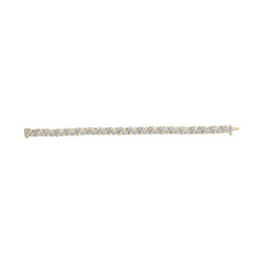 14K Yellow Gold 4.00 Cttw Diamond Woven Composite Cluster and S-Link Bracelet (I-J Color, I1-I2 Clarity) - 7" Inches