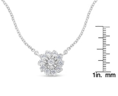 .925 Sterling Silver 1/2 Cttw Diamond Miracle Set Flower Cluster Pendant Necklace with Cable Chain (I-J Color, I1-I2 Clarity) - 18'