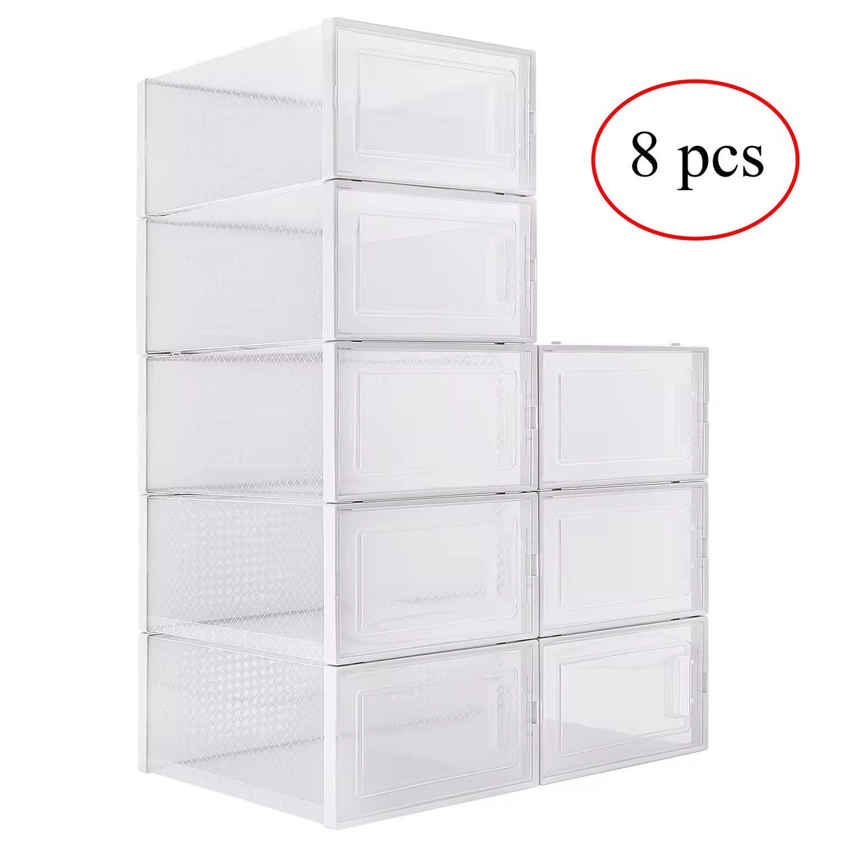 Clemate Upgraded X-Large Shoe Storage Box,8 Pack,Shoe Box Clear Plastic Stackable,Drop Front Shoe Box with Clear Door,Shoe Organizer and Shoe Containers For Sneaker Display,Fit up to US Size13