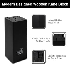 CHUSHIJI Knife Sets for Kitchen with Block and Sharpener 7-Pieces Premium Stainless Steel Kitchen Knife Sets with Block - Hard Wood Brown Knife Block Set