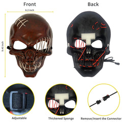 LED Light-Up Scary Halloween Mask for Festival Parties and Costume Cosplay