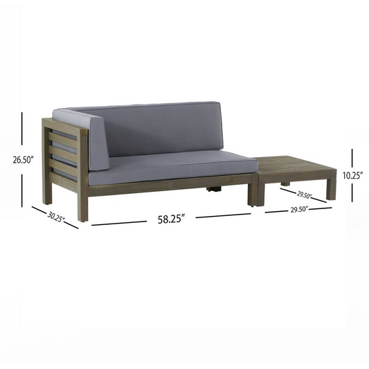 OANA LEFT CORNER BENCH AND COFFEE TABLE. DARK GREY