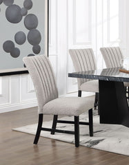 Unique Contemporary Gray Boucle Fabric Set of 2pc Dining Chairs Black Wooden Legs Parson Side Chair