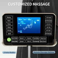 Full Body Massage Chair, Zero Gravity Mode, Deep Tissue Massage Chair, Foot Massage, 8 Fixed Massage Roller, LCD Touch Screen, Waist Heater, Bluetooth, Suitable for 5.1-5.75Ft Height (Black)