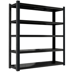 72.05 Inch Tall Black Metal Shelves with 5 Removable Dividers Are High Capacity and Load Bearing for Garages, Kitchens and Offices.