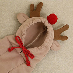 Warm Dog Sweater Christmas Elk Costume Drawstring Hooded Sweatshirt For Small & Medium Dogs