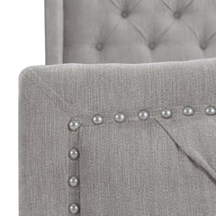 Marcella Upholstered Shelter Headboard Bed Set, Queen, Silver Grey Polyester