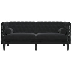 Chesterfield Sofa with Bolsters 2-Seater Black Velvet