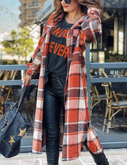 Women'S Flannel Plaid Shacket Fall Oversized Long Button down Shirt Jacket Shackets